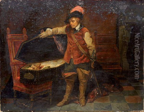 Cromwell Contemplant Le Cercueil De Charles Ie Oil Painting - Hippolyte (Paul) Delaroche