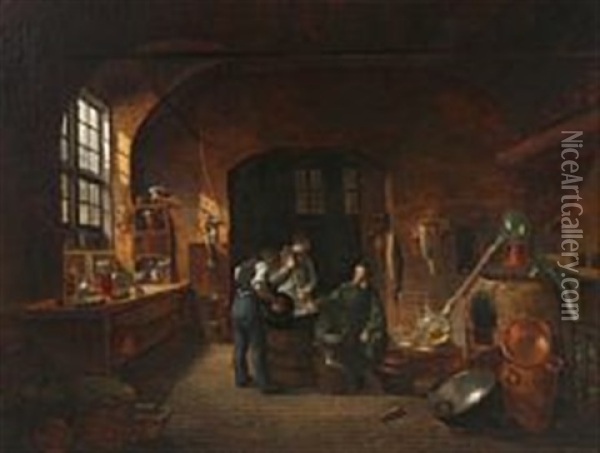 Svane Apotekets Laboratorium Oil Painting - Christoffer Faber