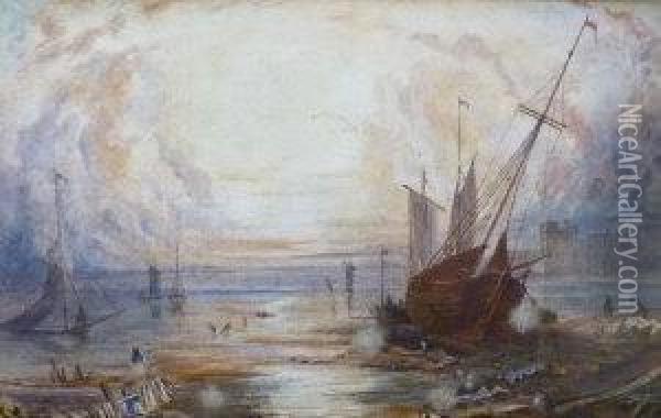 Shipping At Sunset Oil Painting - Joseph Mallord William Turner