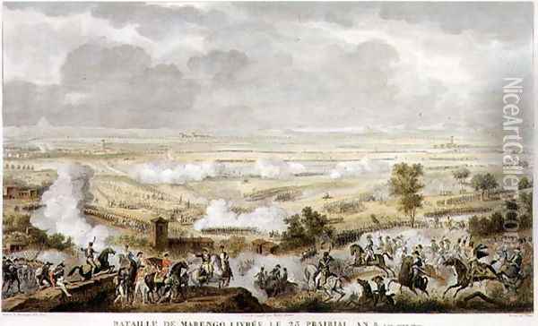 The Battle of Marengo, 23 Prairial, Year 8 12 June 1800 engraved by Jean Duplessi-Bertaux 1747-1819 Oil Painting - Carle Vernet