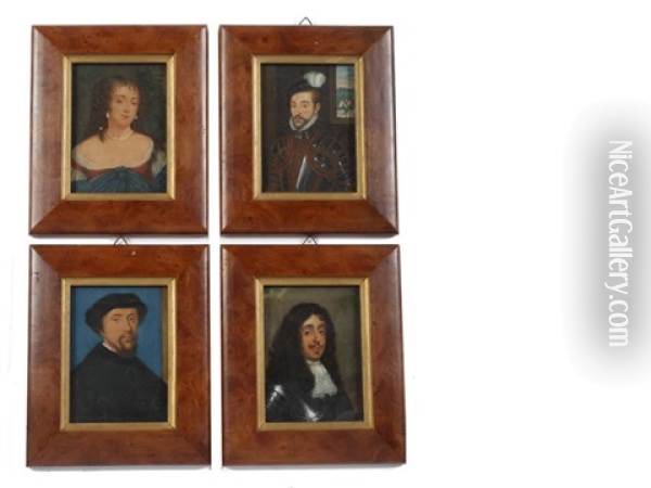 Four Portraits Of Historical Figures Including Sir William Stanley Kg (c.1435-1495) (+ 3 Others; 4 Works) Oil Painting - George Perfect Harding