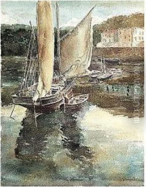 Barcas (boats) Oil Painting - Jose Mongrell Torrent