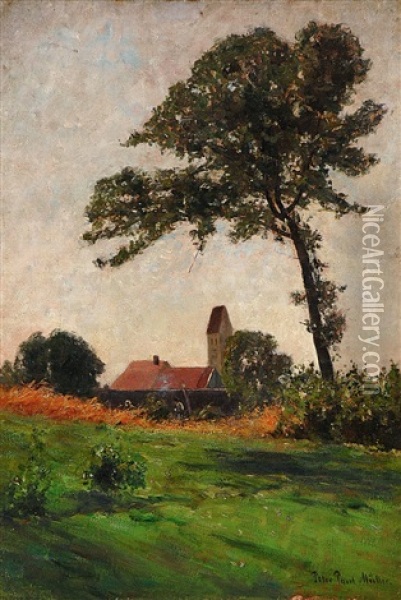 Landschaft Mit Kirche Oil Painting - Peter Paul Mueller
