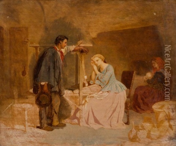 Femme De Sienne Tissant Oil Painting - Theodore Valerio