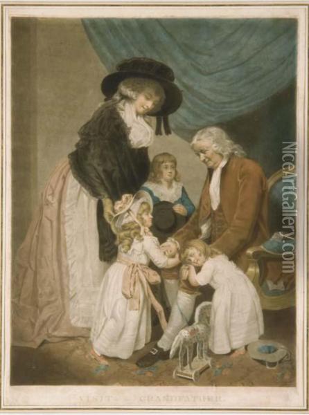 A Visit To The Grandfather Par William Ward Oil Painting - John Raphael Smith