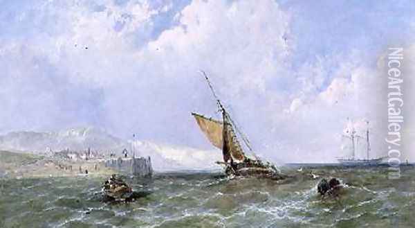 Shipping off a Coastline 1865 Oil Painting - James Edwin Meadows