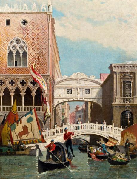 Seufzerbrucke In Venedig Oil Painting - Fabius Germain Brest