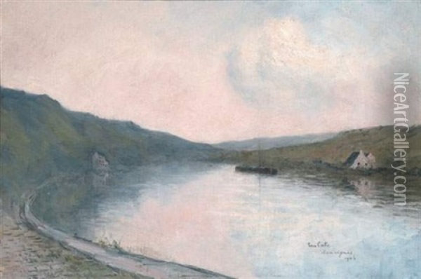 Bouvignes; Paysage De La Meuse Oil Painting - Siebe Johannes ten Cate