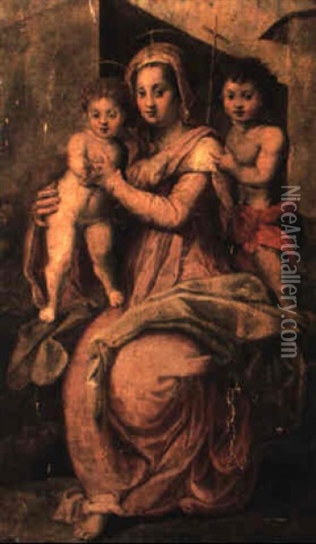 Madonna And Child With The Young St. John The Baptist Oil Painting - Andrea Del Sarto