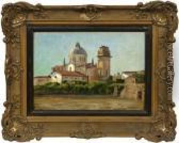 Ansicht Von Verona Mit Alter Kirche An Der Etsch Oil Painting - Walter Moras