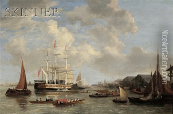 The Royal Yacht 'royal Sovereign' Off Deptford Oil Painting - Joseph Francis Ellis