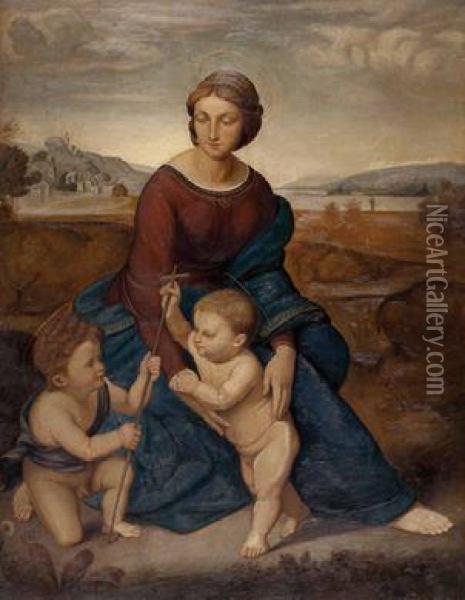 Madonna Mit Dem Christuskind Und Johannesknaben Oil Painting - Raphael (Raffaello Sanzio of Urbino)