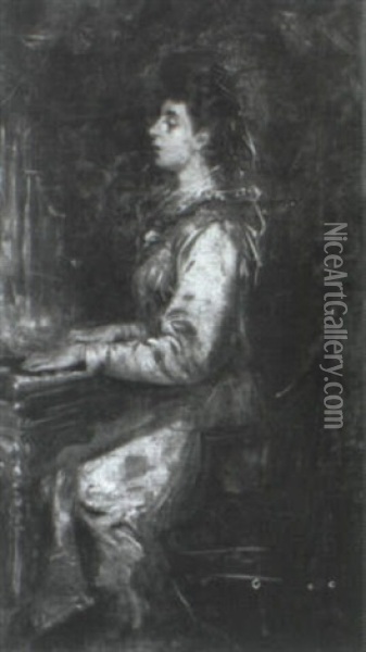 Junge Frau Am Klavier Oil Painting - Franz Leo Ruben