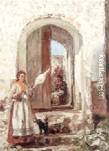 A Doorway Oil Painting - James Charles