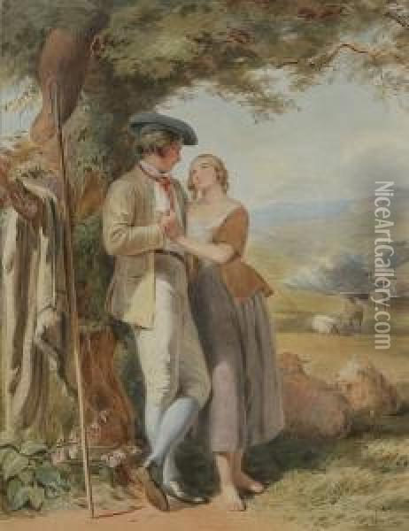 A Courting Couple Oil Painting - John Absolon