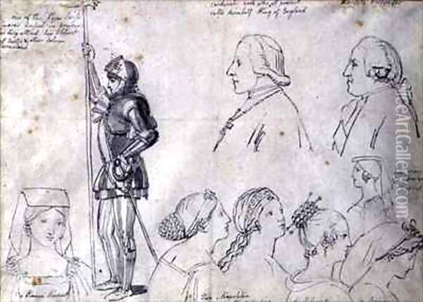 Character Sketches in Rome with Portraits of Prince Charles Edward Stuart and his brother Cardinal York Oil Painting - John Flaxman