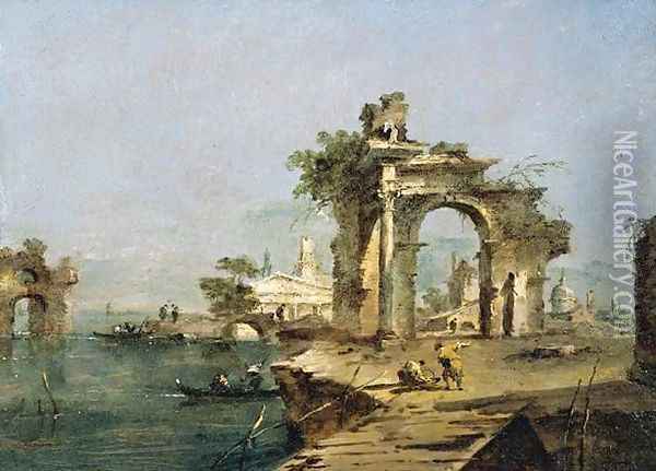 Venetian Capriccio 1775-80 Oil Painting - Francesco Guardi