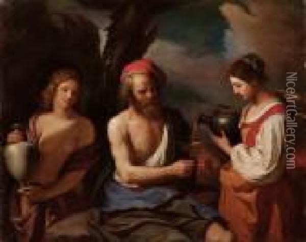 Lot E Le Figlie Oil Painting - Guercino