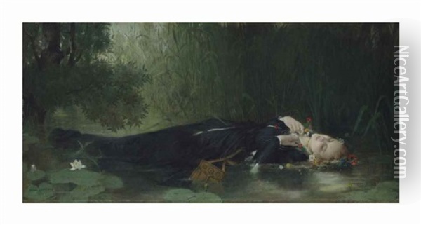 Ophelia Oil Painting - Jean-Baptiste (James) Bertrand