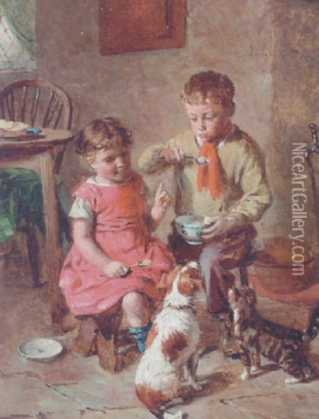 A Breakfast Party Oil Painting - William Hemsley