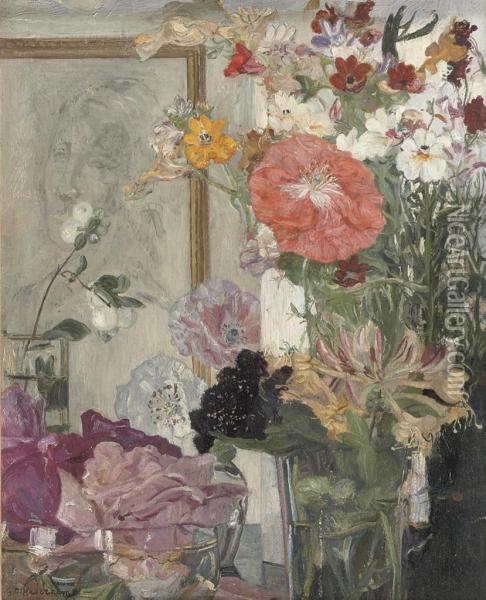 Floral Symphony Oil Painting - Gerrit Haverkamp