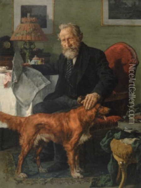 Man's Best Friend Oil Painting - Louis Charles Moeller