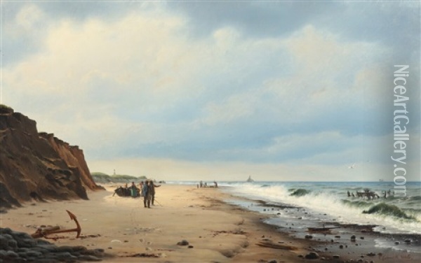 North Sea Beach Near Agger Oil Painting - Christian Frederic Eckardt