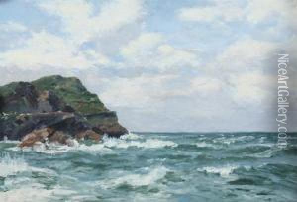 Crashing Waves Oil Painting - Frederick Seeth