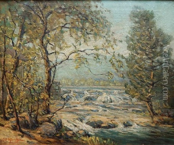 Landscape With Stream Oil Painting - Walter Koeniger