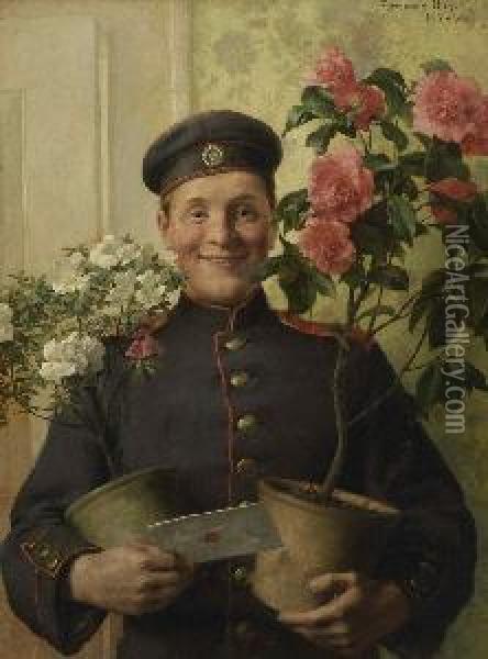 Der Liebesbote. Oil Painting - Ferdinand Pacher