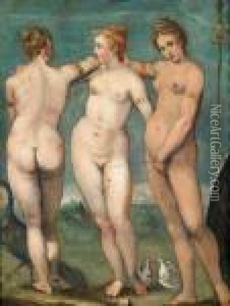 Le Tre Grazie Oil Painting - Hans Rottenhammer