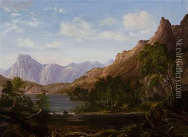 Norsk Landskap Oil Painting - Christian Due