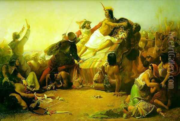 Pizarro Seizing the Inca of Peru Oil Painting - Sir John Everett Millais