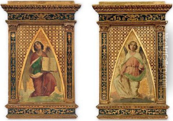 Coppia Di Angeli Oil Painting - Ferdinando Brambilla