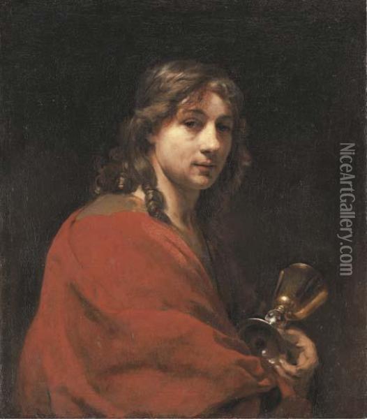 Portrait Of The Artist As Saint John The Evangelist Oil Painting - Willem Drost