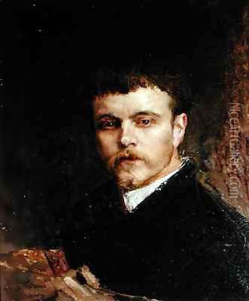 Self portrait of the artist as a young man Oil Painting - Emile Bastien-Lepage