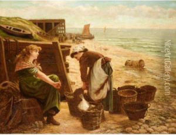 Sorting The Catch Oil Painting - Joseph John Jenkins