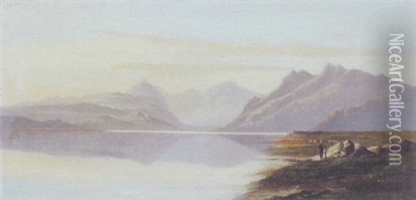 Paysage Lacustre En Ecosse Oil Painting - Charles Leslie