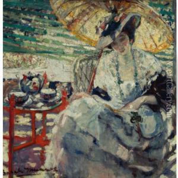 Woman With Parasol Oil Painting - Sarah Sewell Munroe