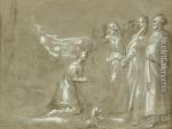 Christus Und Die Ehebrecherin Oil Painting - Jan Phillipsz Van Bouckhorst