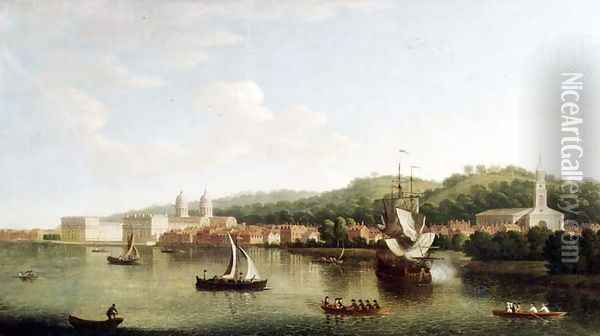 View of Greenwich Oil Painting - Thomas Priest