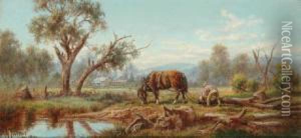 Clearing The Land Oil Painting - James Alfred Turner