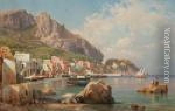Capri, Marina Piccola Oil Painting - Guglielmo Giusti