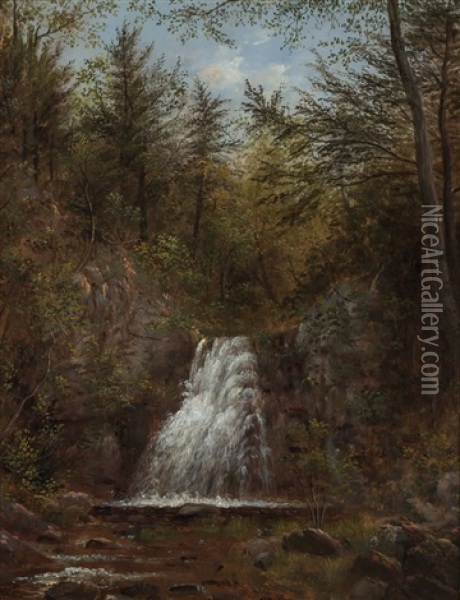 White Mountains Waterfall, Cascade Falls Oil Painting - Charles Tice