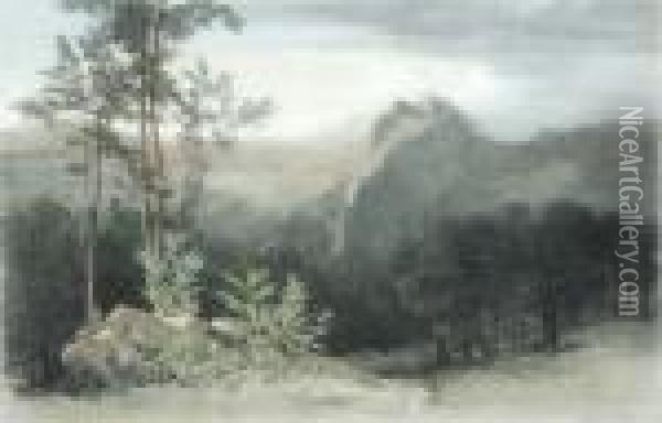 'civitella Di Subiaco' 9.25 X 14.25in Oil Painting - Edward Lear