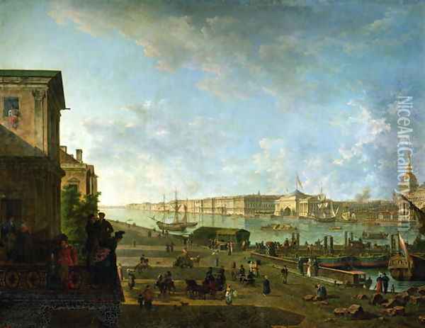 The Admiralty and the Winter Palace viewed from the Military College 1794 Oil Painting - Fedor Yakovlevich Alekseev