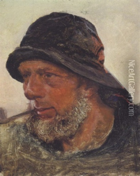 Fisker Med Sydvest Og Pibe Oil Painting - Peder Severin Kroyer