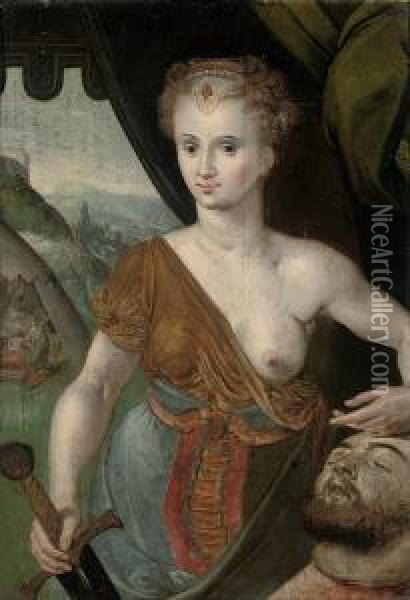 Judith With The Head Of Holofernes Oil Painting - Frans I Vriendt (Frans Floris)