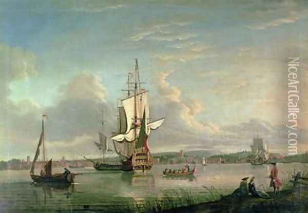 Gunship on the Thames off Woolwich Oil Painting - Thomas Mellish