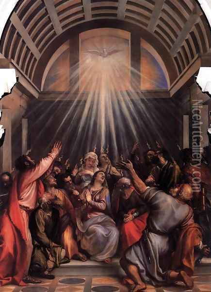 The Descent of the Holy Ghost 2 Oil Painting - Tiziano Vecellio (Titian)